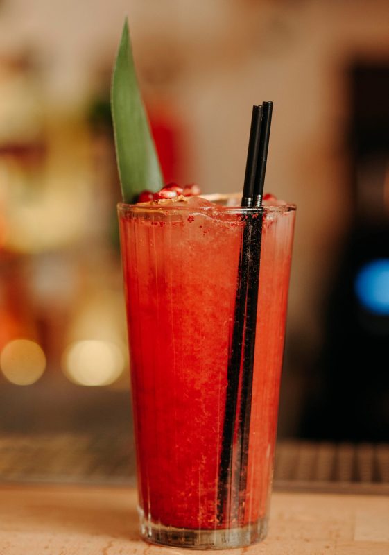 Close-up, cocktail with grenadine and pomegranate